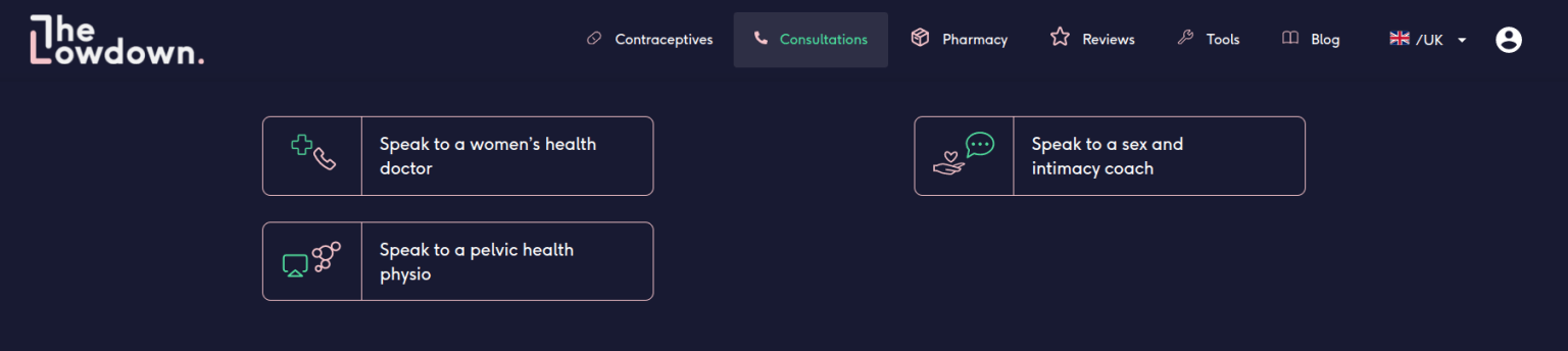 Booking an online consultation with a women’s health doctor, sex and intimacy coach or pelvic health physiotherapist on The Lowdown