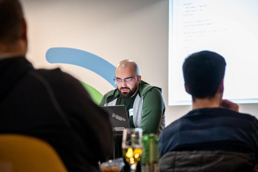 Josip Ante Cindrić, Software Engineer at Tilde Loop, presenting Svelte