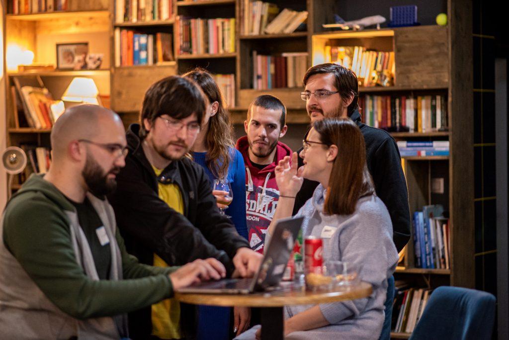 Audience members during the Svelte presentation at The Works Coworking